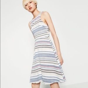 Zara Basic Denim Couture Dress Stripe Frin…